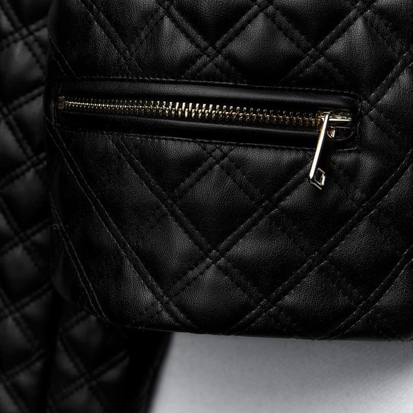 ZARA FAUX LEATHER CROPPED QUILTED JACKET - Picture 8 of 14